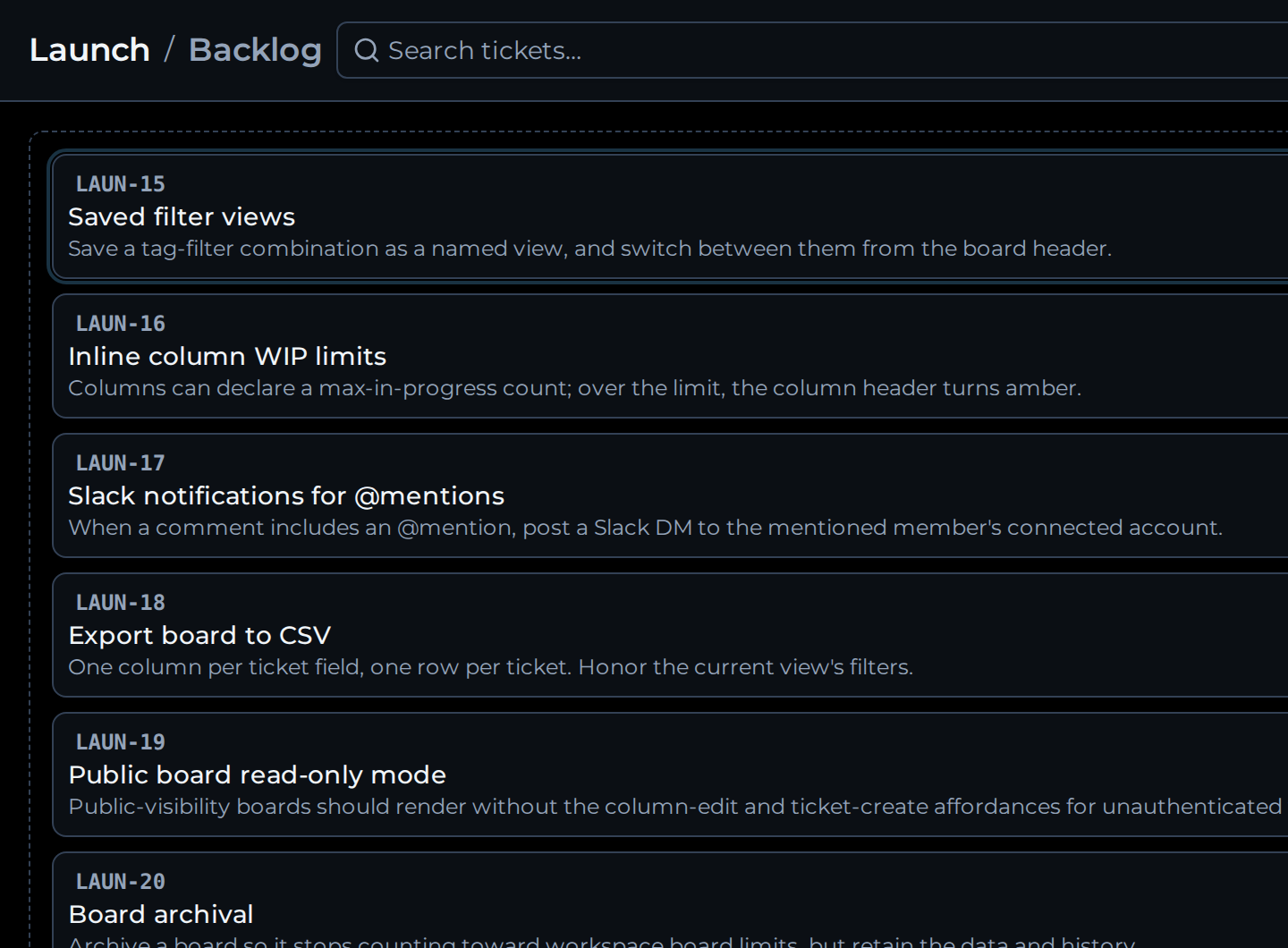 The Can backlog screen, with the backlog count badge visible in the workspace drawer.