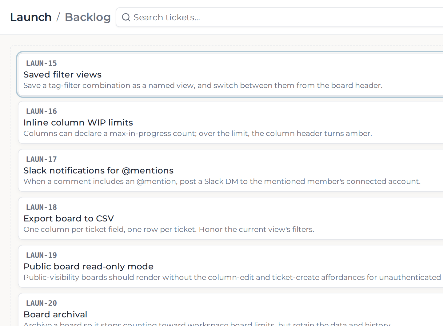 The Can backlog screen, with the backlog count badge visible in the workspace drawer.